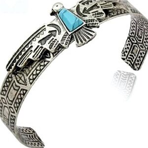Antique Silver & Turquoise Thunderbird Bracelet NWT